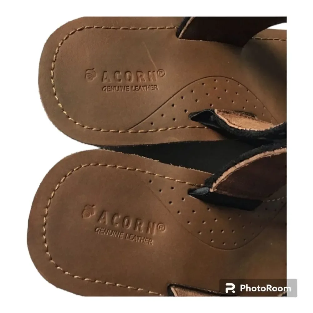 Acorn ArtWalk Leather Wedge Thong Sandals